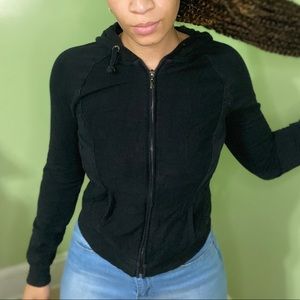 Bebe Embellished Black Zip-up Hoodie